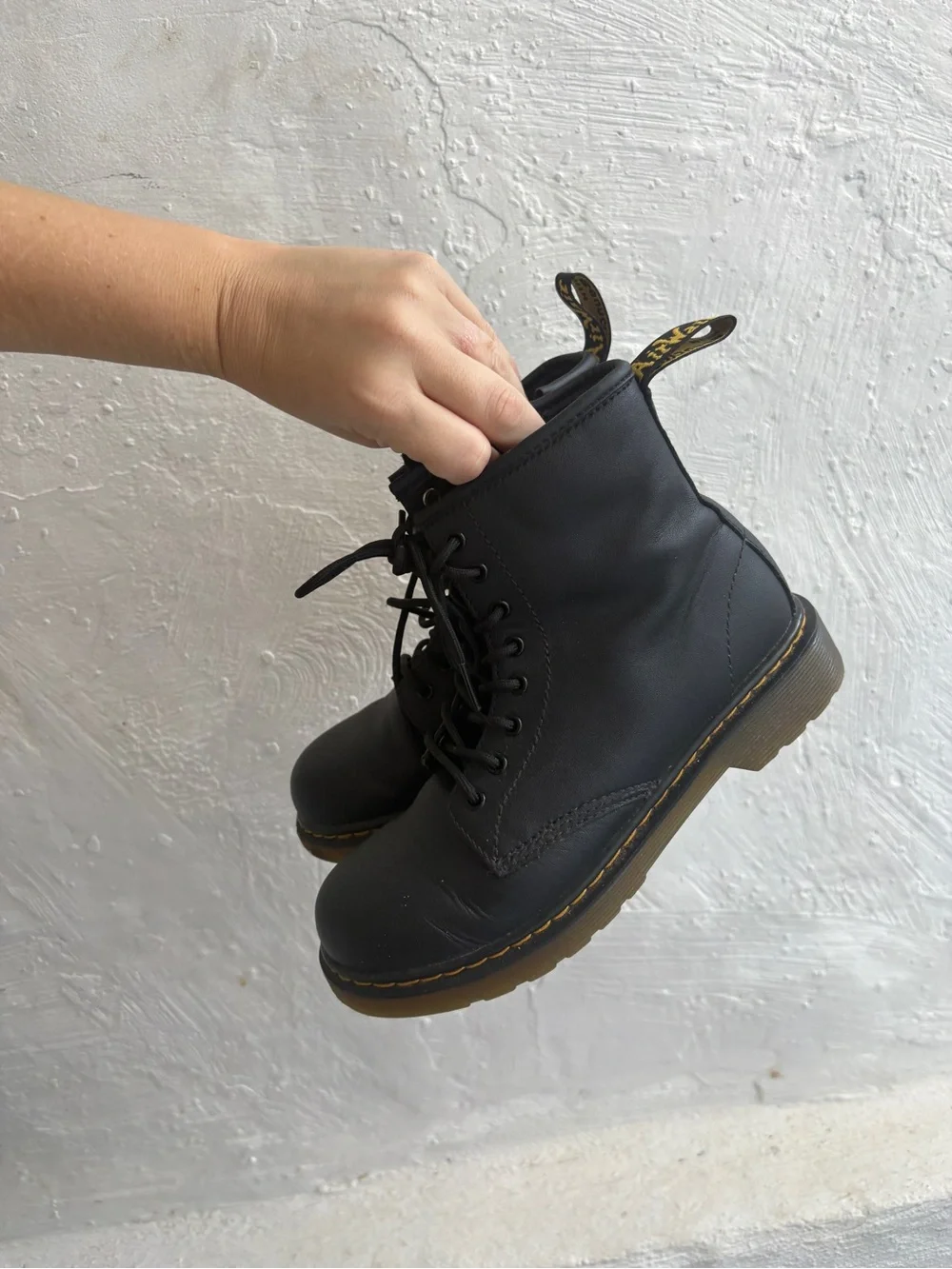 Dr. Martens Junior 1460 Softy T Leather Lace Up Boots in a youth size 3